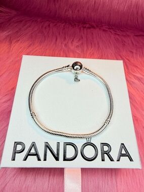Pandora Silver Snake Chain Bracelet with Heart Charm - Silver